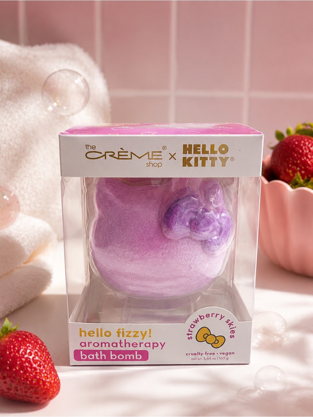Hello Kitty x the Crème Shop Purple Aromatherapy Bath Bomb - Strawberry Skies